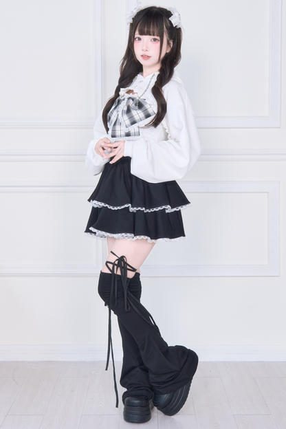 リボンベスト+ショートスウェット