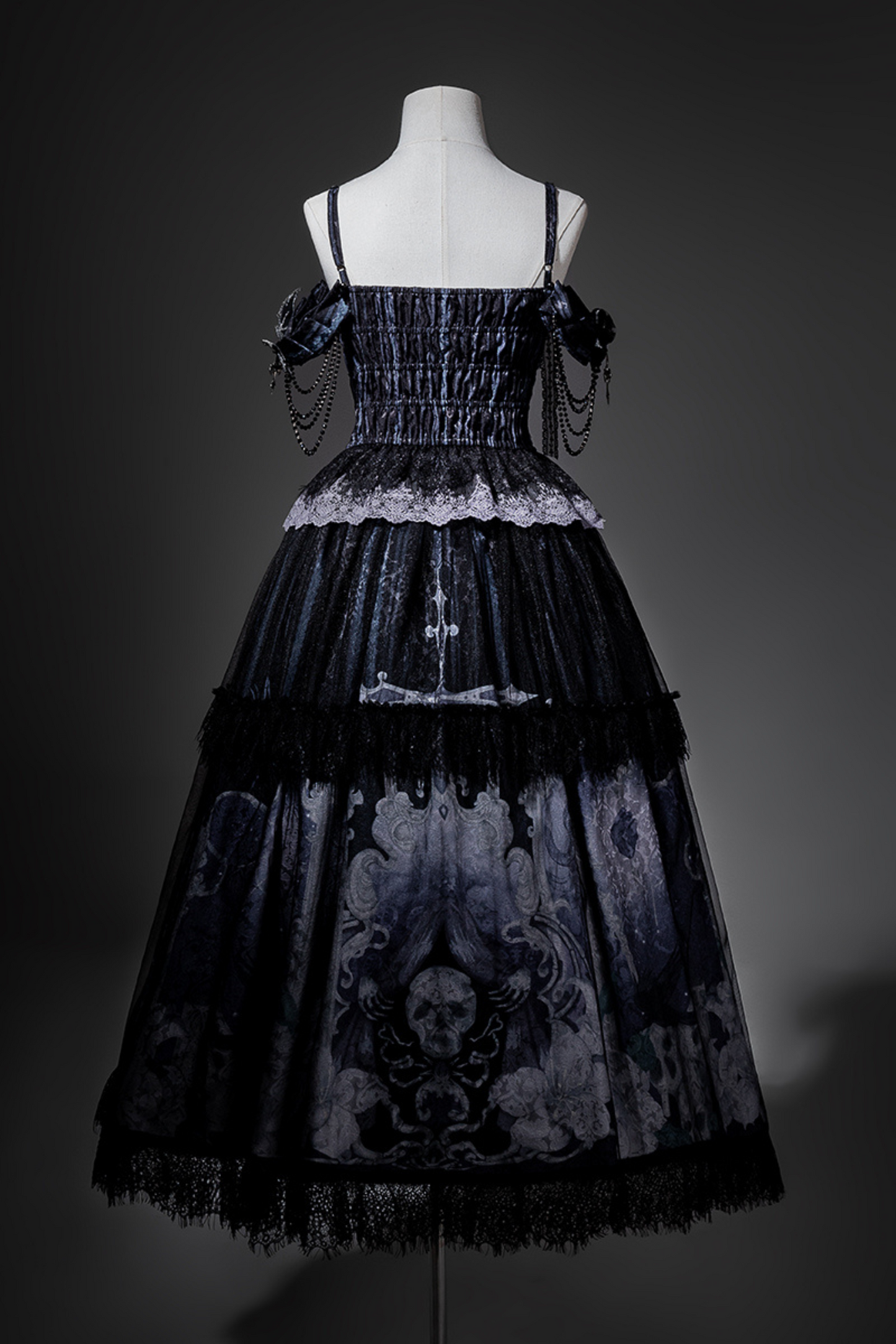 Gothic style dark camisole top + dark chic skull skirt