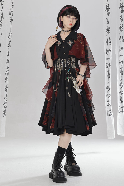 チャイナエンブロイダリードレス+ベルト+ガードル