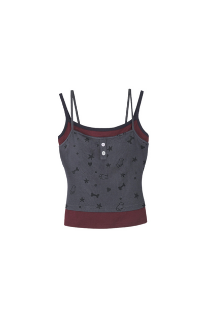 ツートンカラースプライスタンクトップス