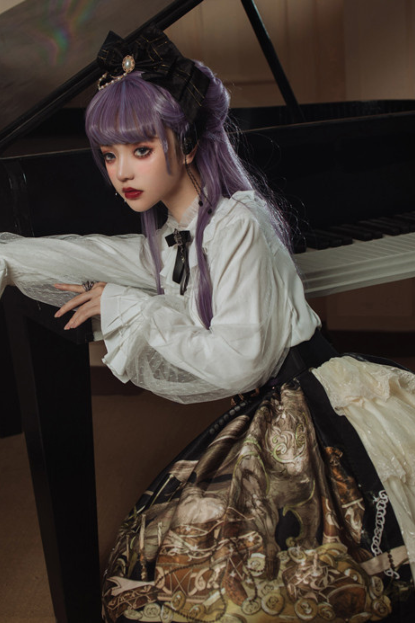 レトロシックデザインフレアロリータスカート