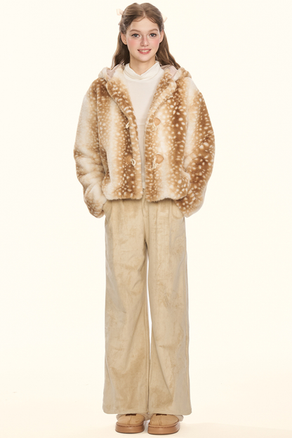 ストレートスエードパンツ+ファーベルト