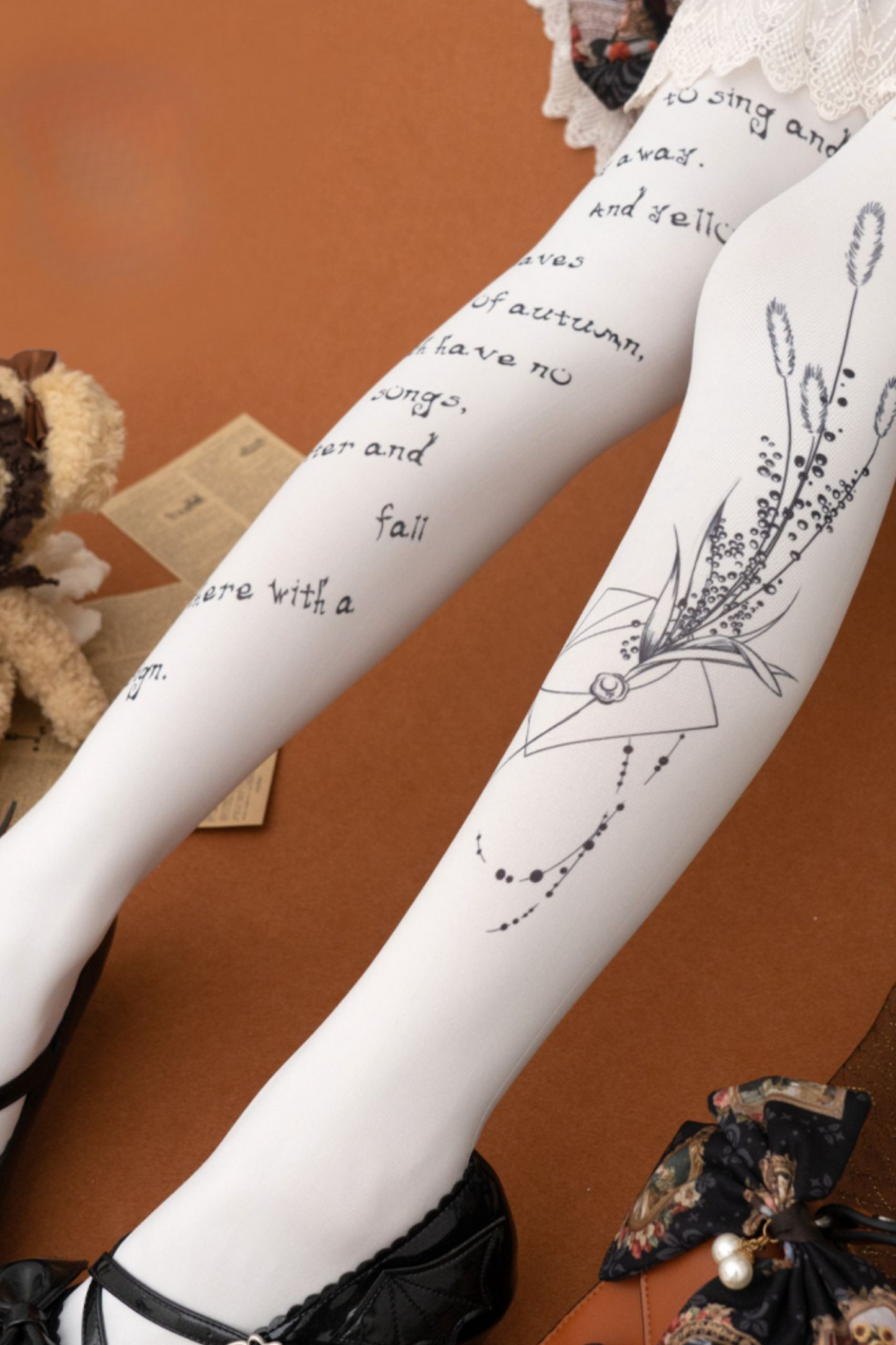 Classical Flower Letter Lolita Tights