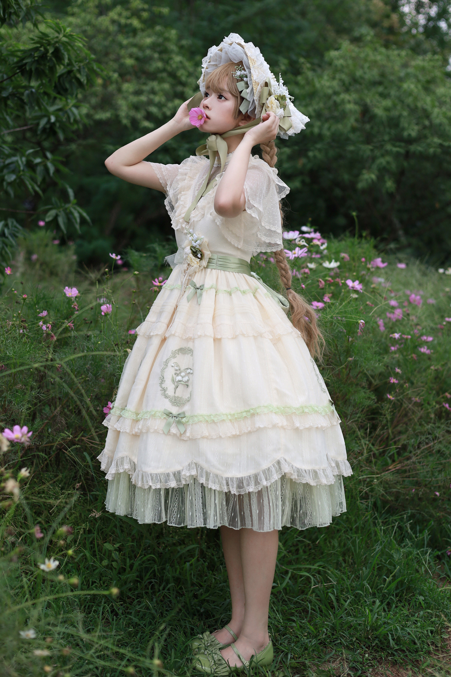 Lily Forest Ever Dress + Flower + Flat Cap + Clip