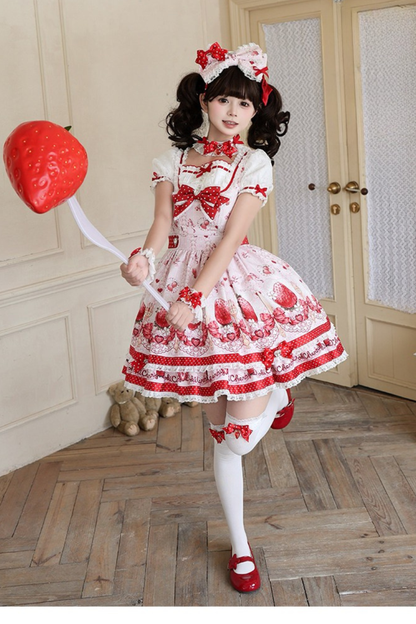 [Vorbestellung bis 3. April] Strawberry-Story-Lolita-Kleid + Accessoires