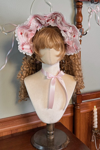 [Pre-order Deadline: July 8] Strawberry Series Bonnet + Ribbon Headband