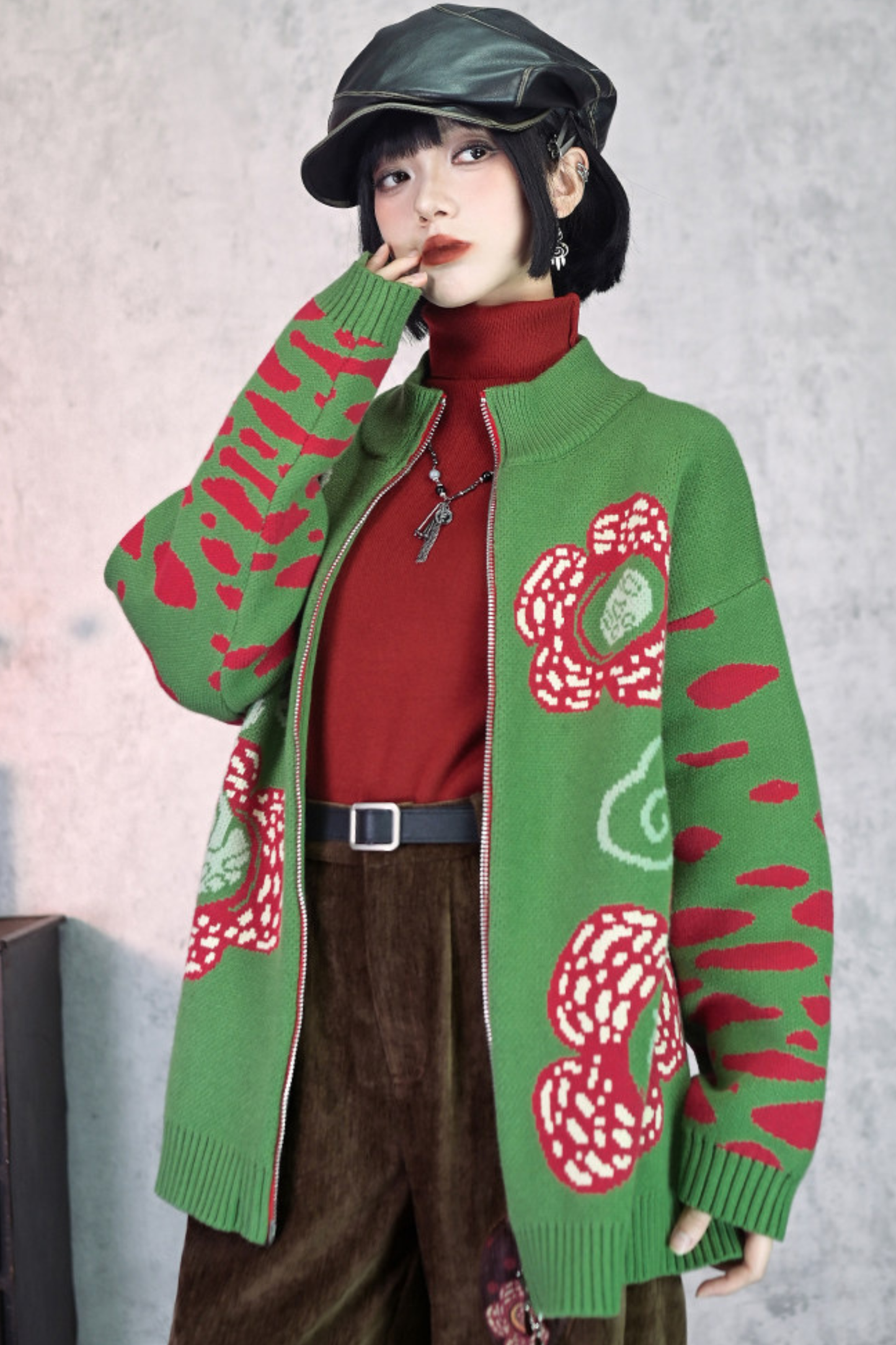 Rafflesia Flower Pop Zip Cardigan