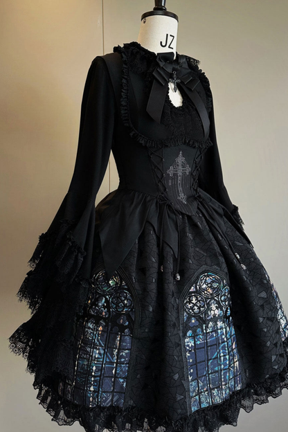 Gothic Lolita Jumper Skirt + Dark Top + Girdle
