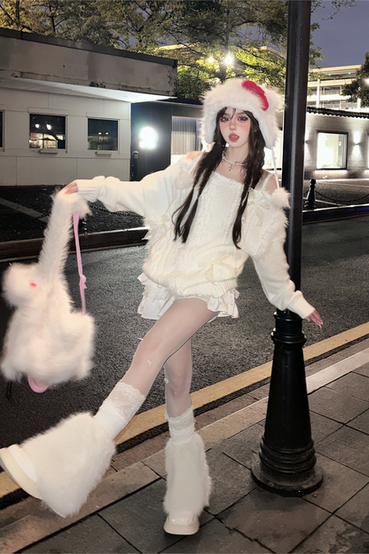 スノーベルベットオフショルダーニット