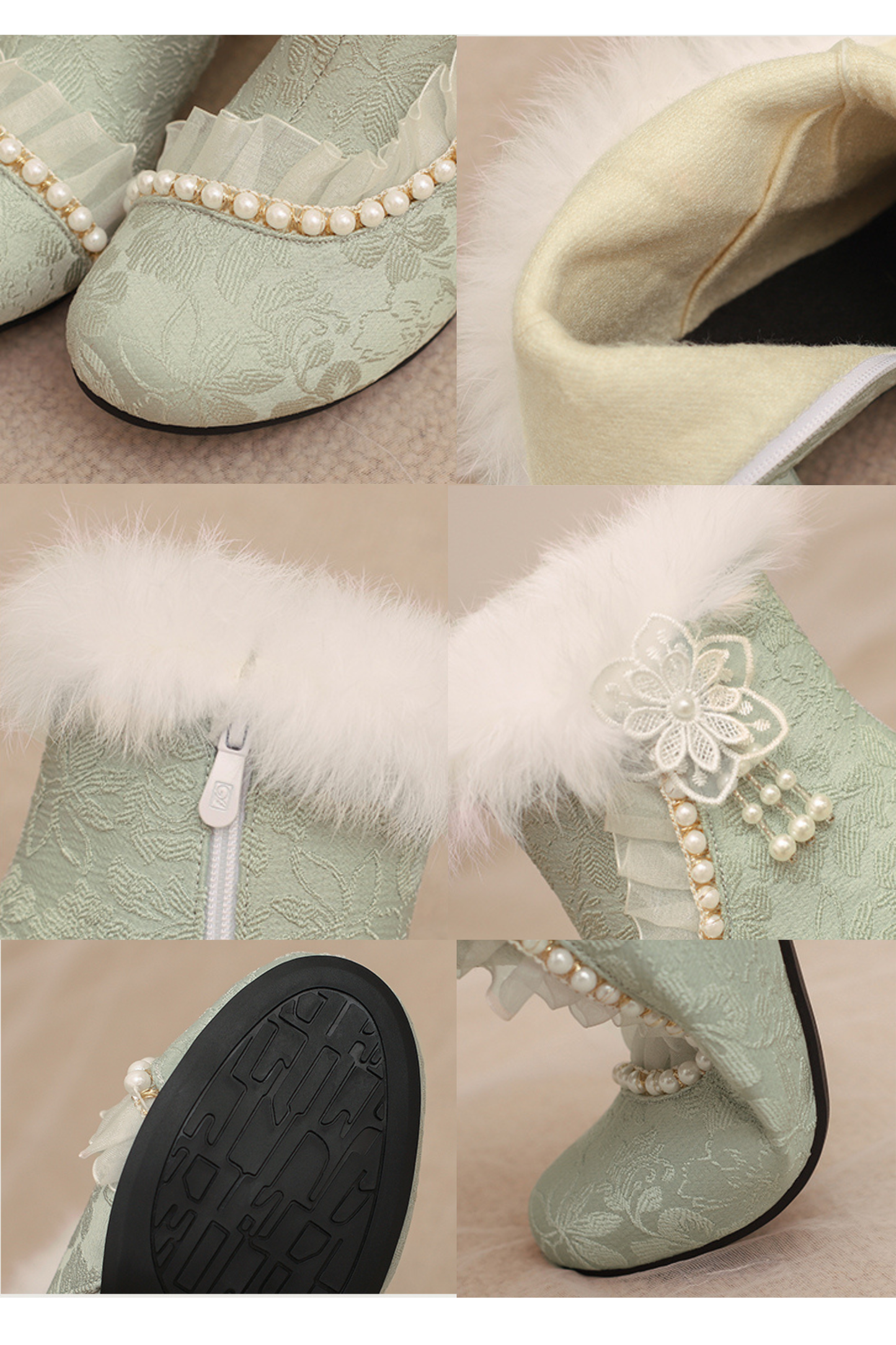 レースファーエレガントショートブーツ