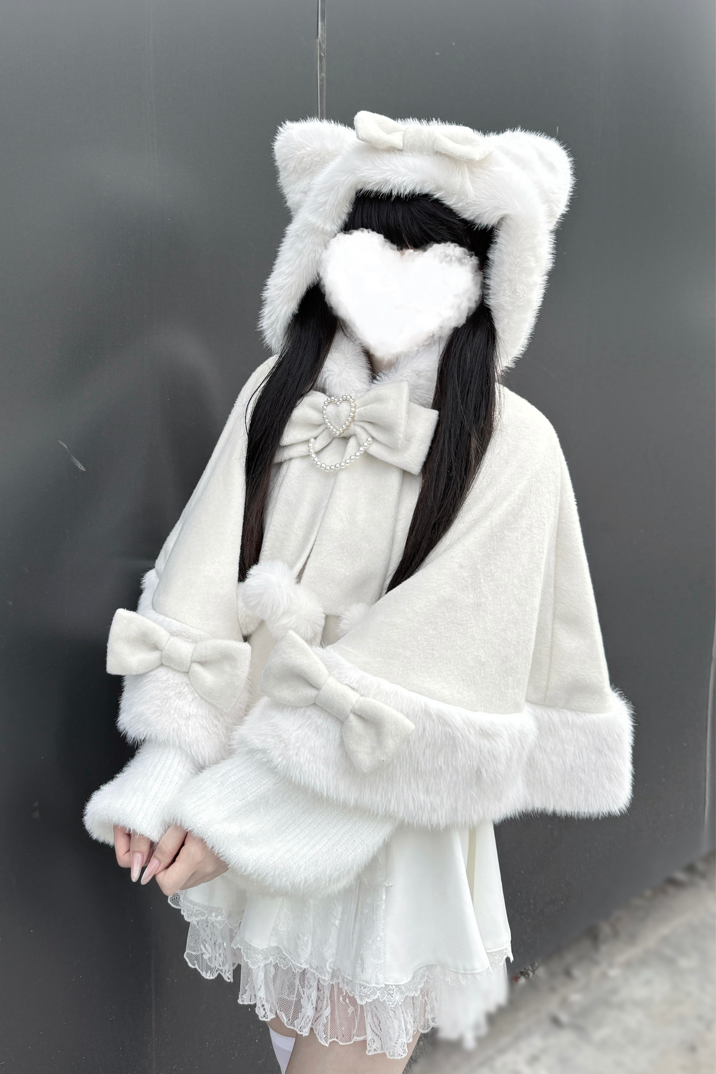 猫耳スノーケープ