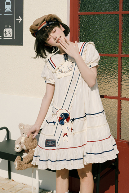 [Reservation Item] Marine Bear Design Doll Lolita Dress + Tie Top