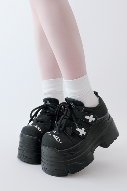 [Angel Neighborhood👼] Subculture cross thick-soled shoes