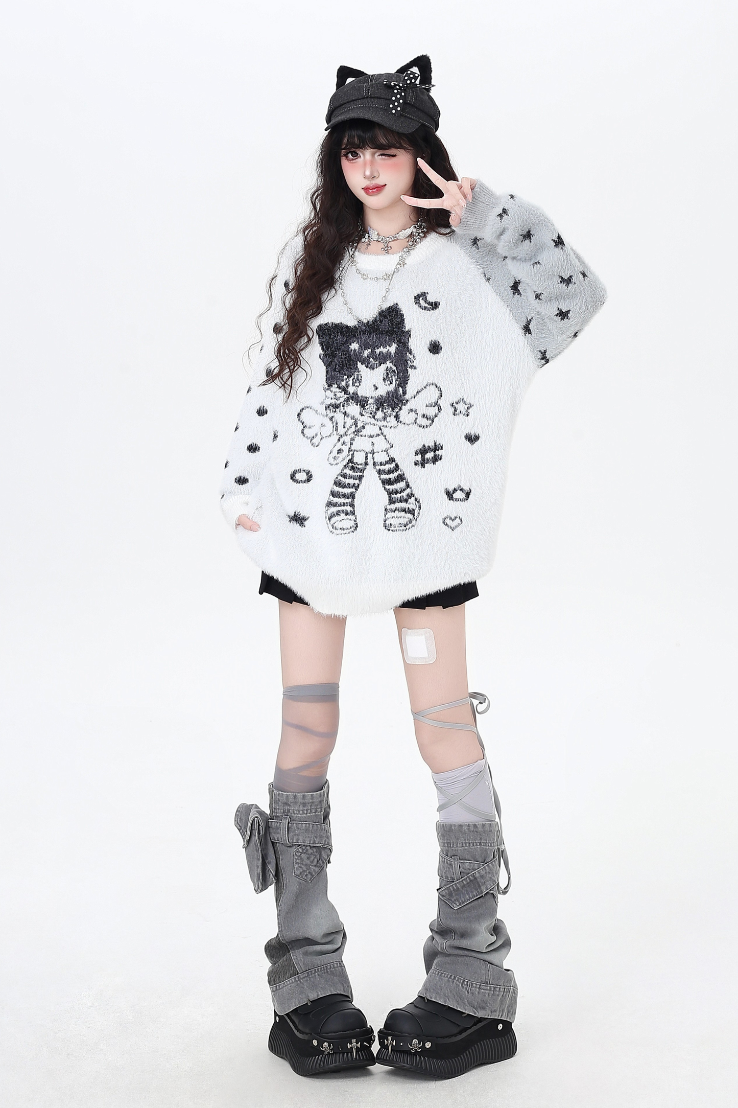 エンジェルバイカラールーズオーバーセーター