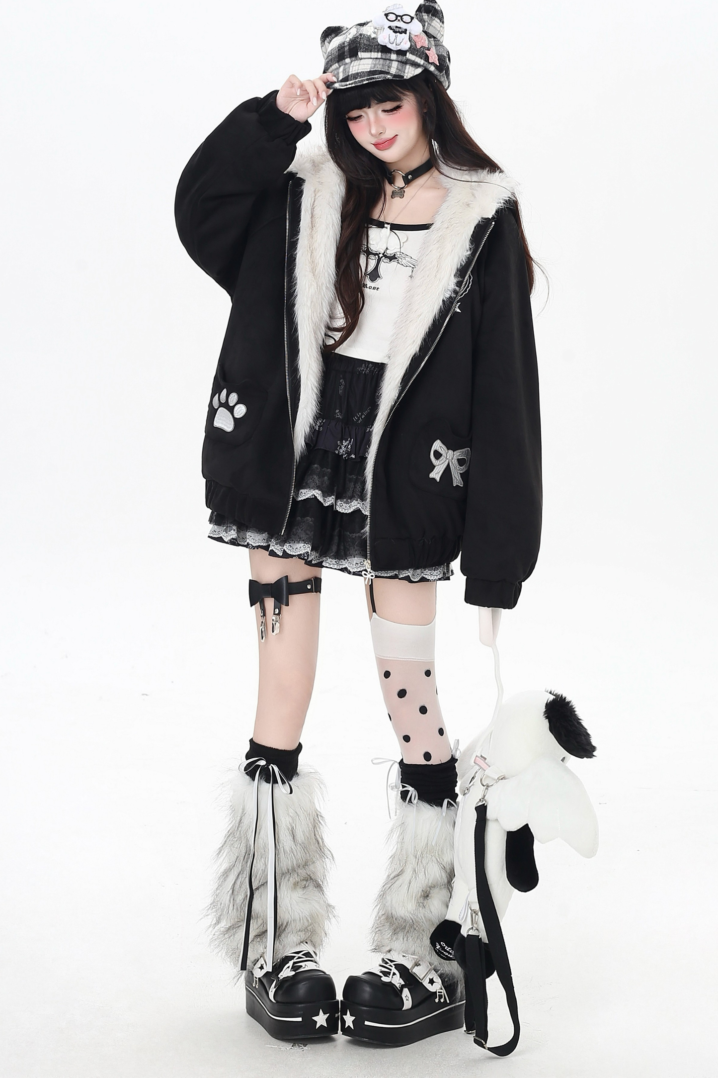 猫耳フードルーズジャケット