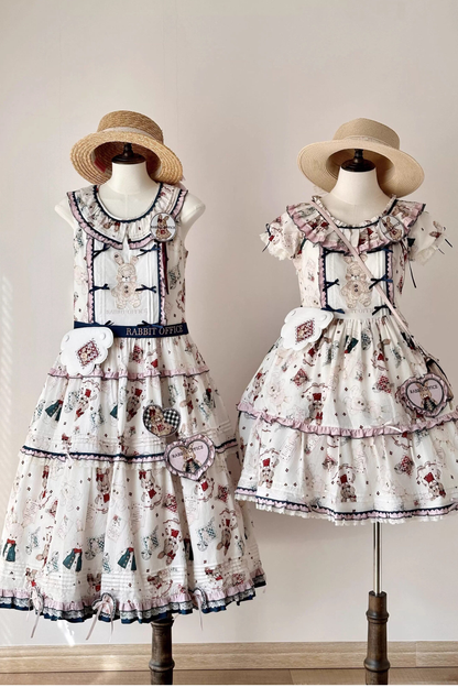Retro Bear Puff Sleeve Dress + Sleeveless Dress