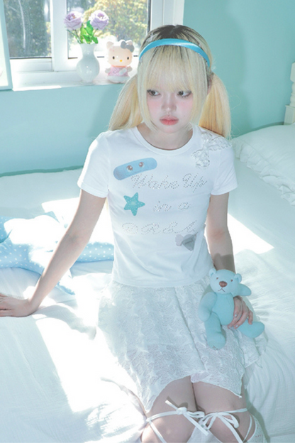 ショルダースリムドリームガールY2KTシャツ