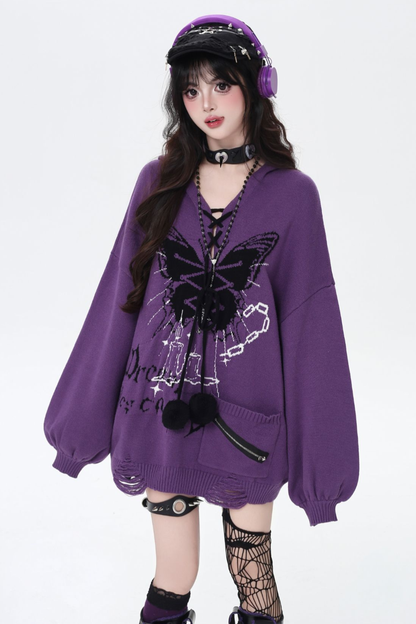 バタフライシャックル Vネックニット