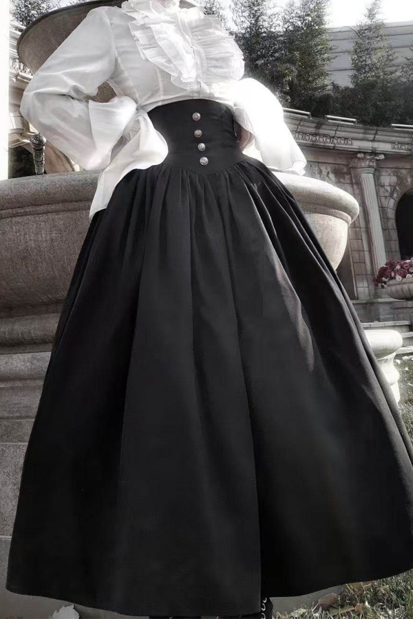 ゴシックロリータケープ+シャツ+スカート+リボン+ボンネット