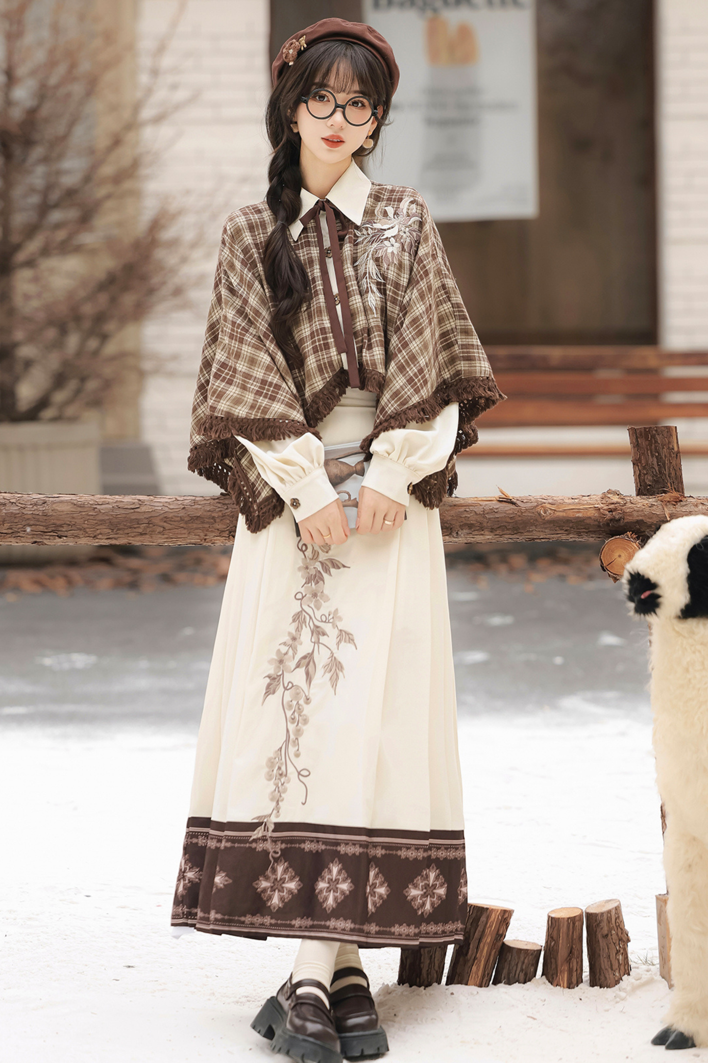 レトロチェックトップス＋スカート