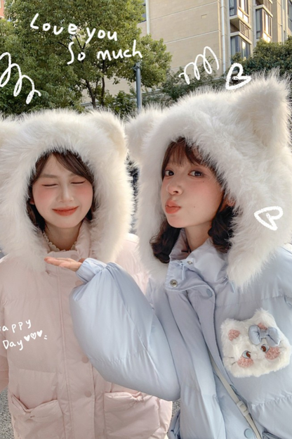 ファーキャットフードダウンジャケット