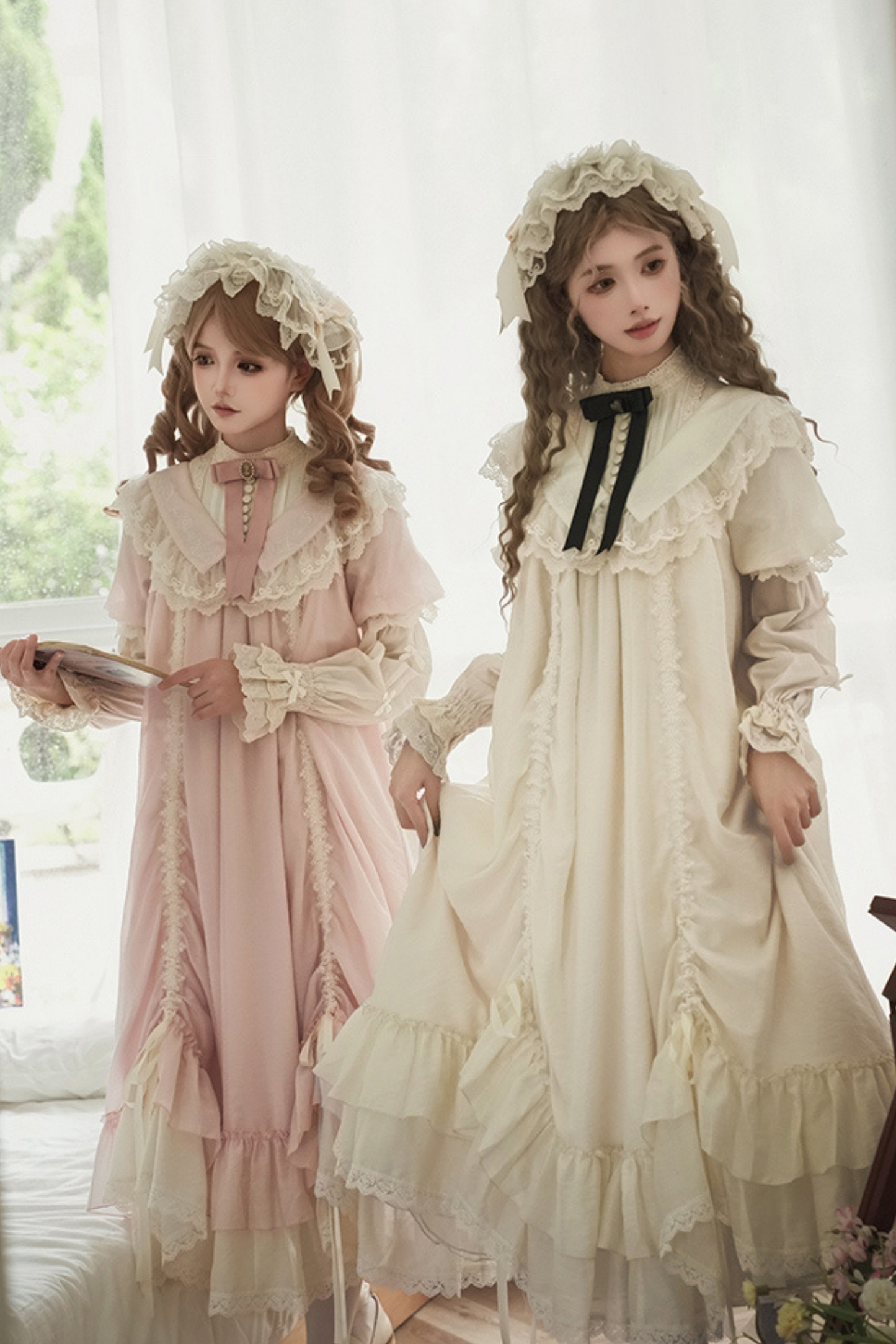 【予約商品】ローズフリルロリータドレス+ドレス＋ベルト＋ブローチ＋リボン＋ヘッドバンド＋スリーブ