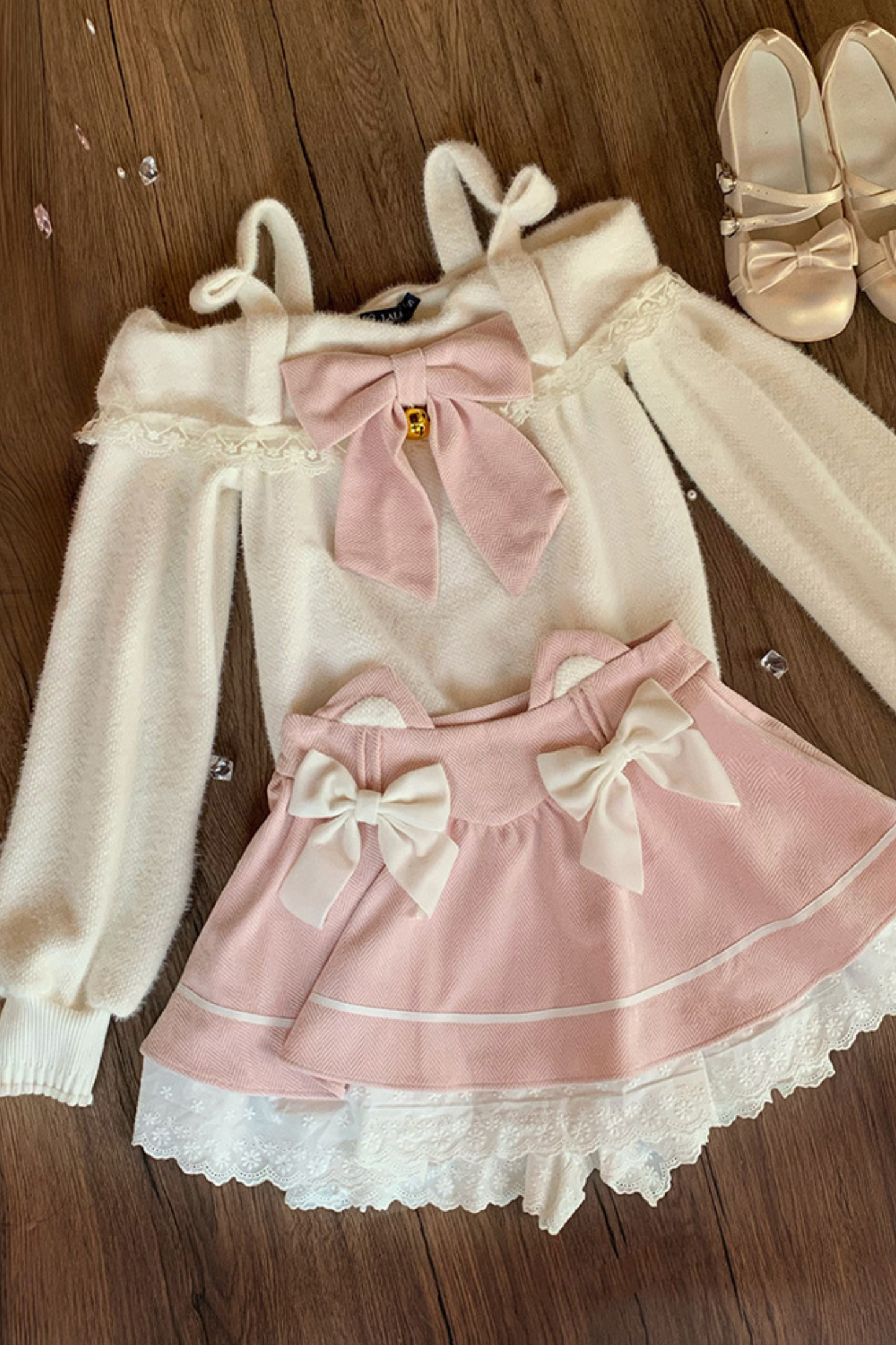 Ribbon Sweet Top + Cat Pink Skirt