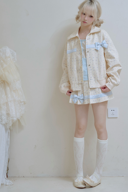 フラワーリボンジャケット＋プリーツスカート