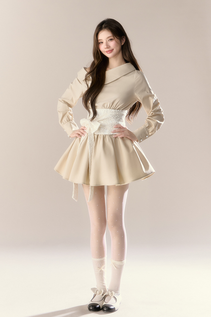 ハートビートシグナルオフショルダーシャツワンピース