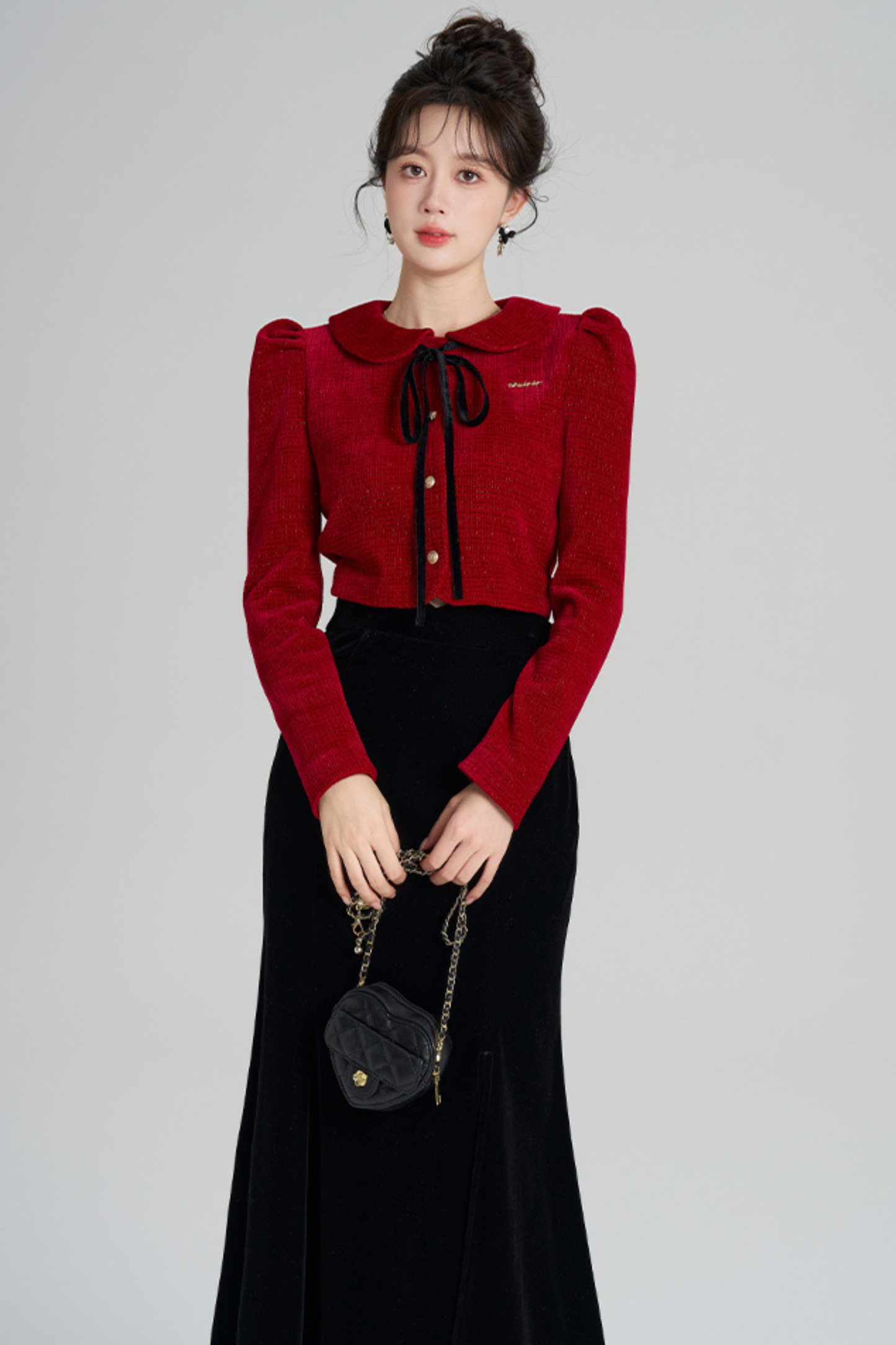 フレンチラメニットトップス+マーメイドスカート