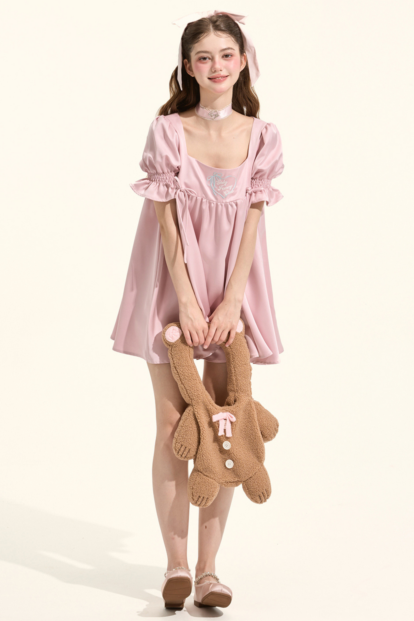 Puff Sleeve Satin Nightdress