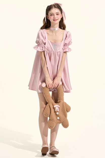 Puff Sleeve Satin Nightdress