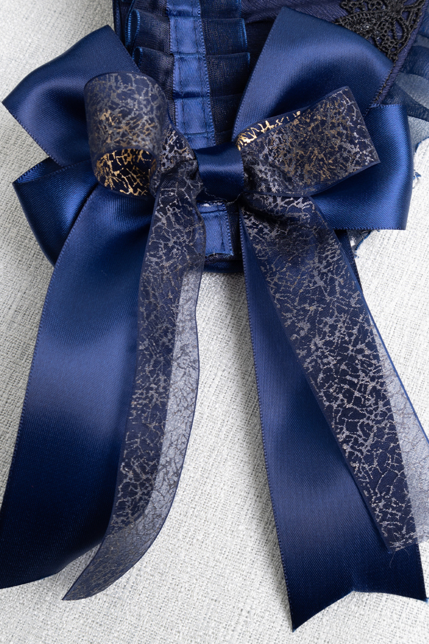 ネイビーブルーロリータボンネット+ヘアバンド+ハットクリップ+リボンクリップ