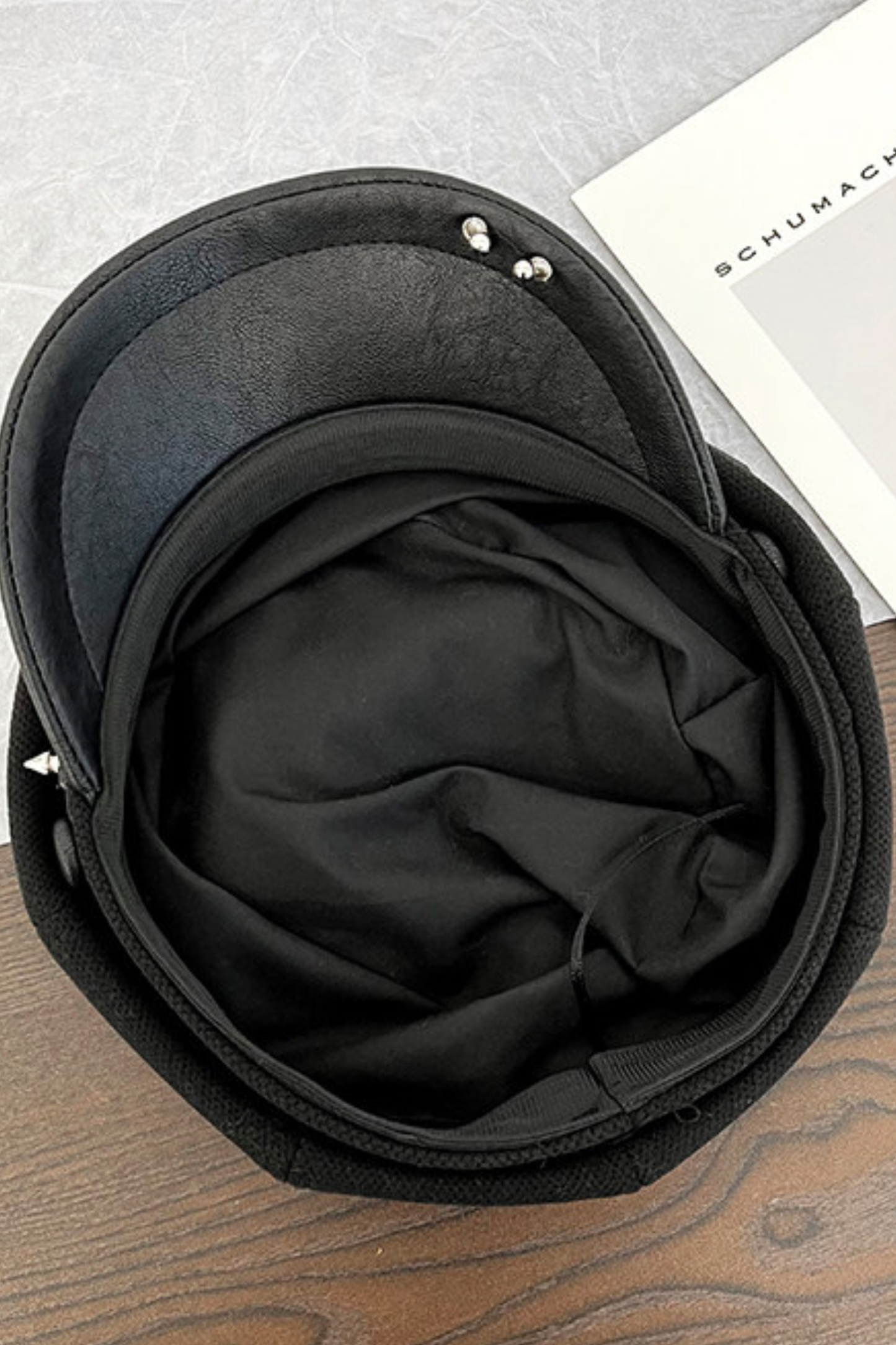 Studded Leather Cat Ear Beret