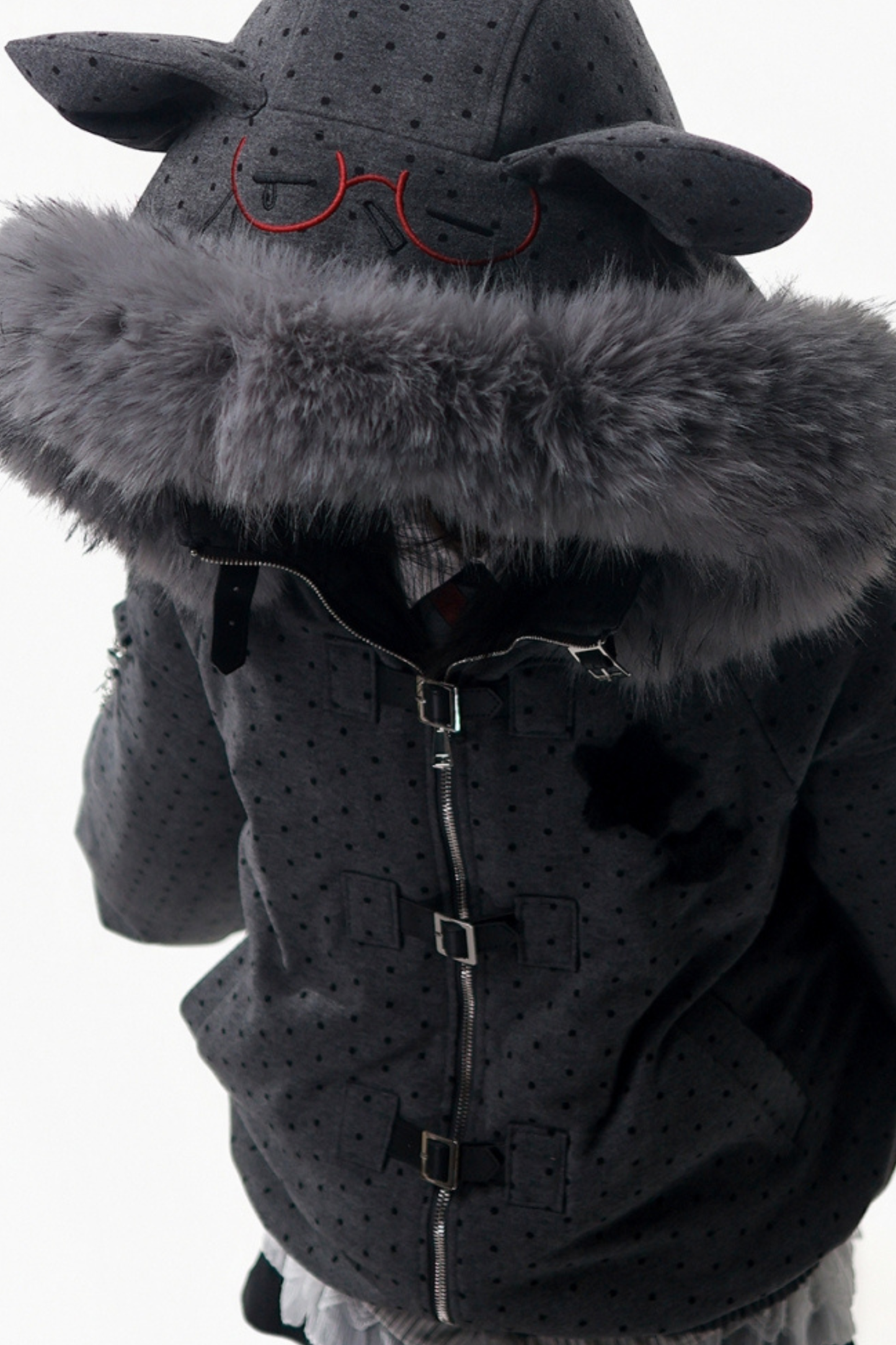 ビッグファーカラージャケット+トップス+スカート+パンツ+チェックフードジャケット