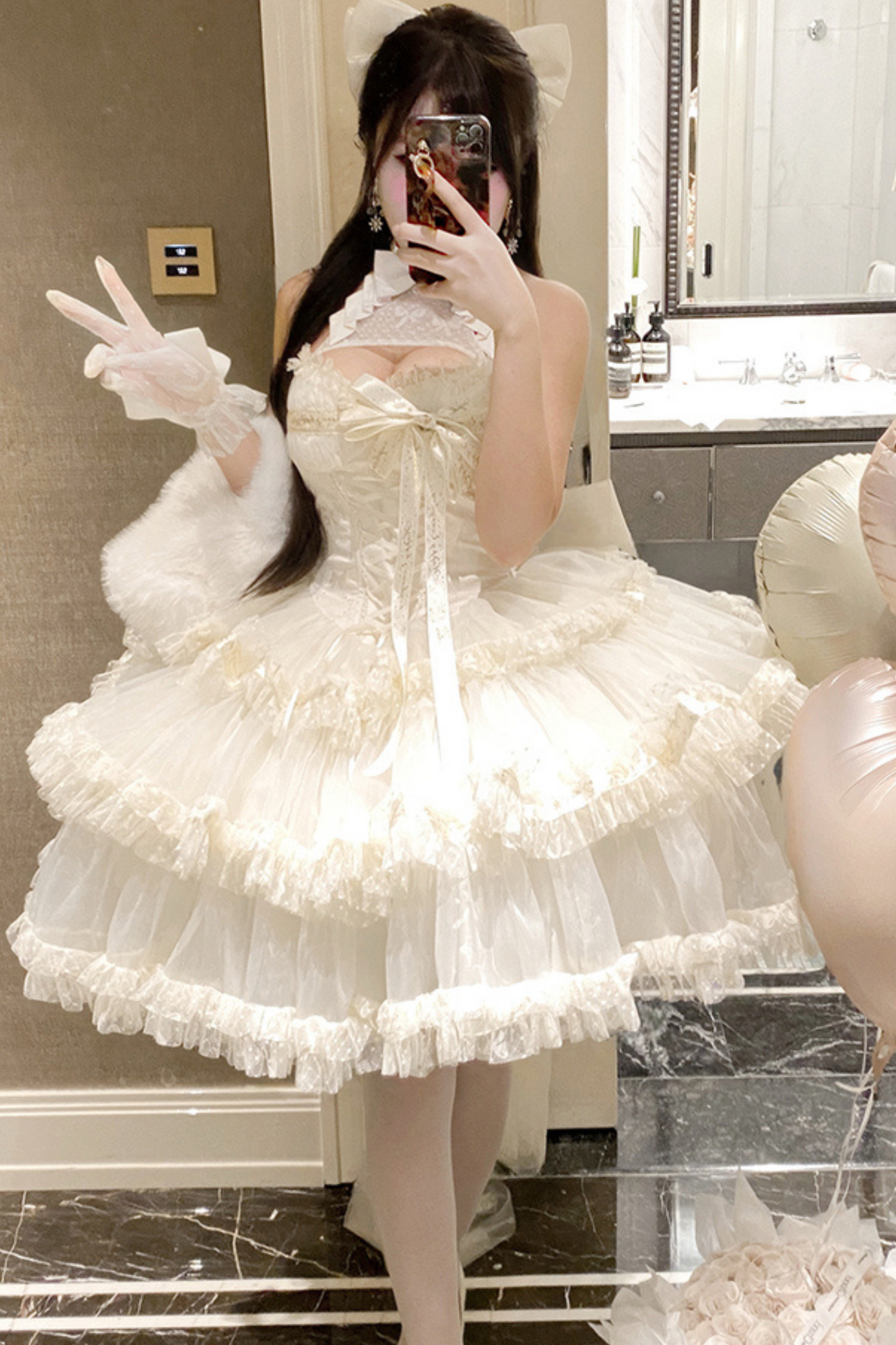 Ribbon Halter Neck Slim Lolita Dress