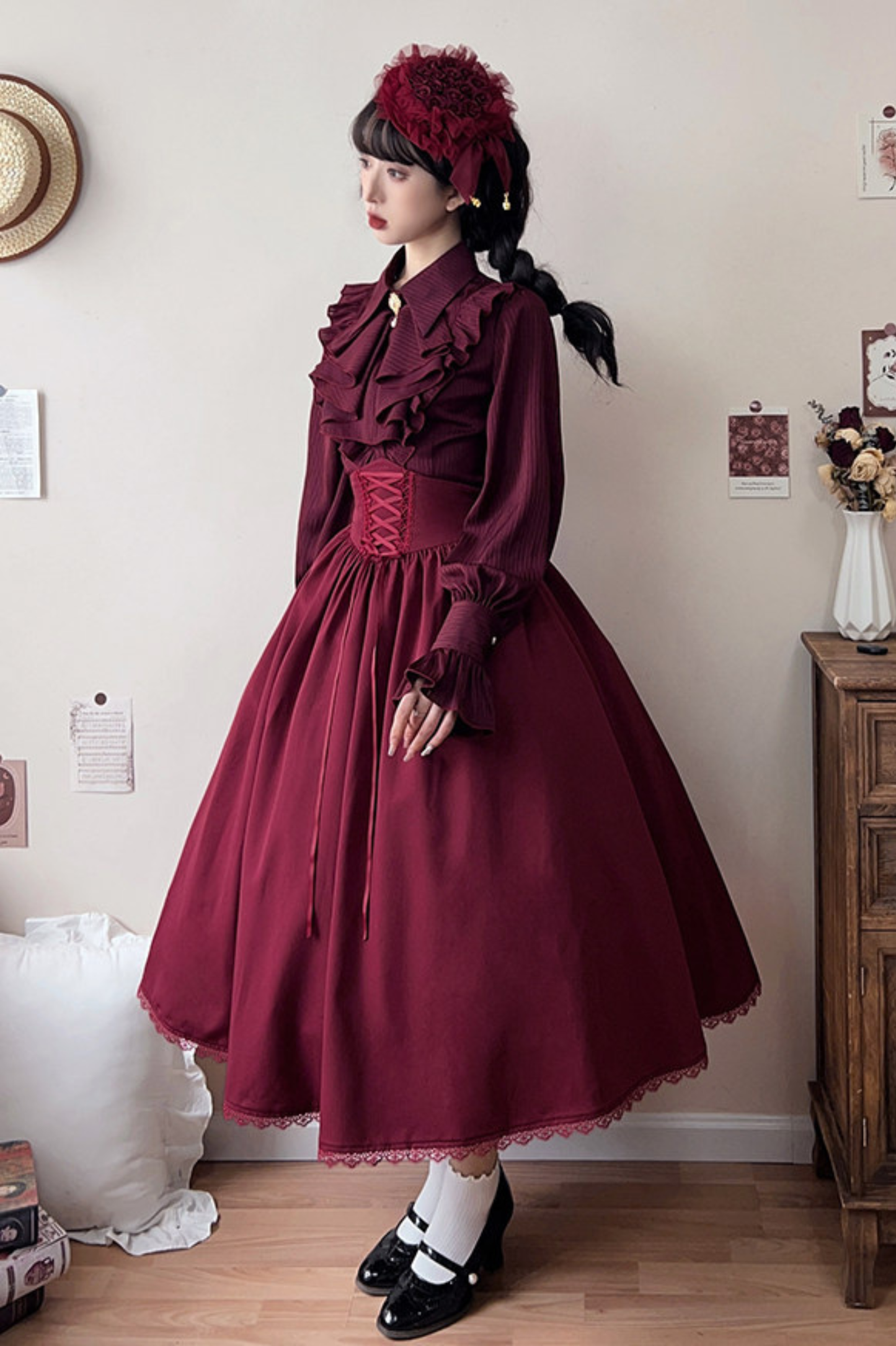 Retro Reversible Fishbone Lolita Skirt