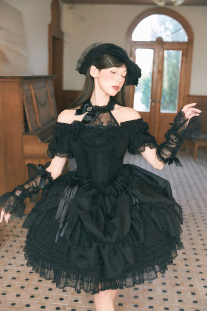 Moon River Lolita Puff Sleeve Top + Vest + Skirt