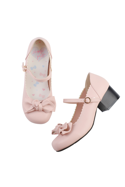 Cherry Blossom Sheepskin Bow Shoes