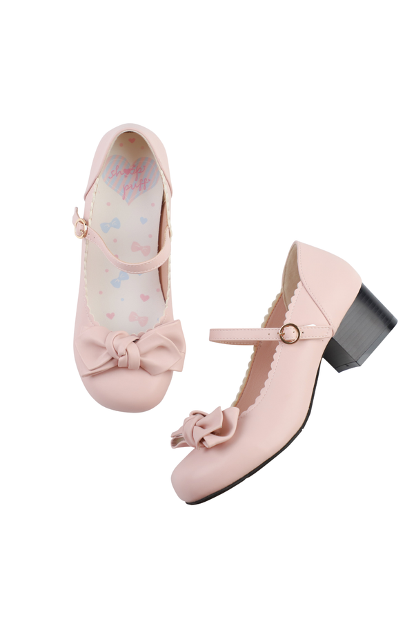 Cherry Blossom Sheepskin Bow Shoes