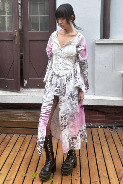 ヒョウ柄浴衣+リボン帯