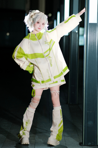 サブカルサイバージャケット+ショートパンツ+レッグカバー