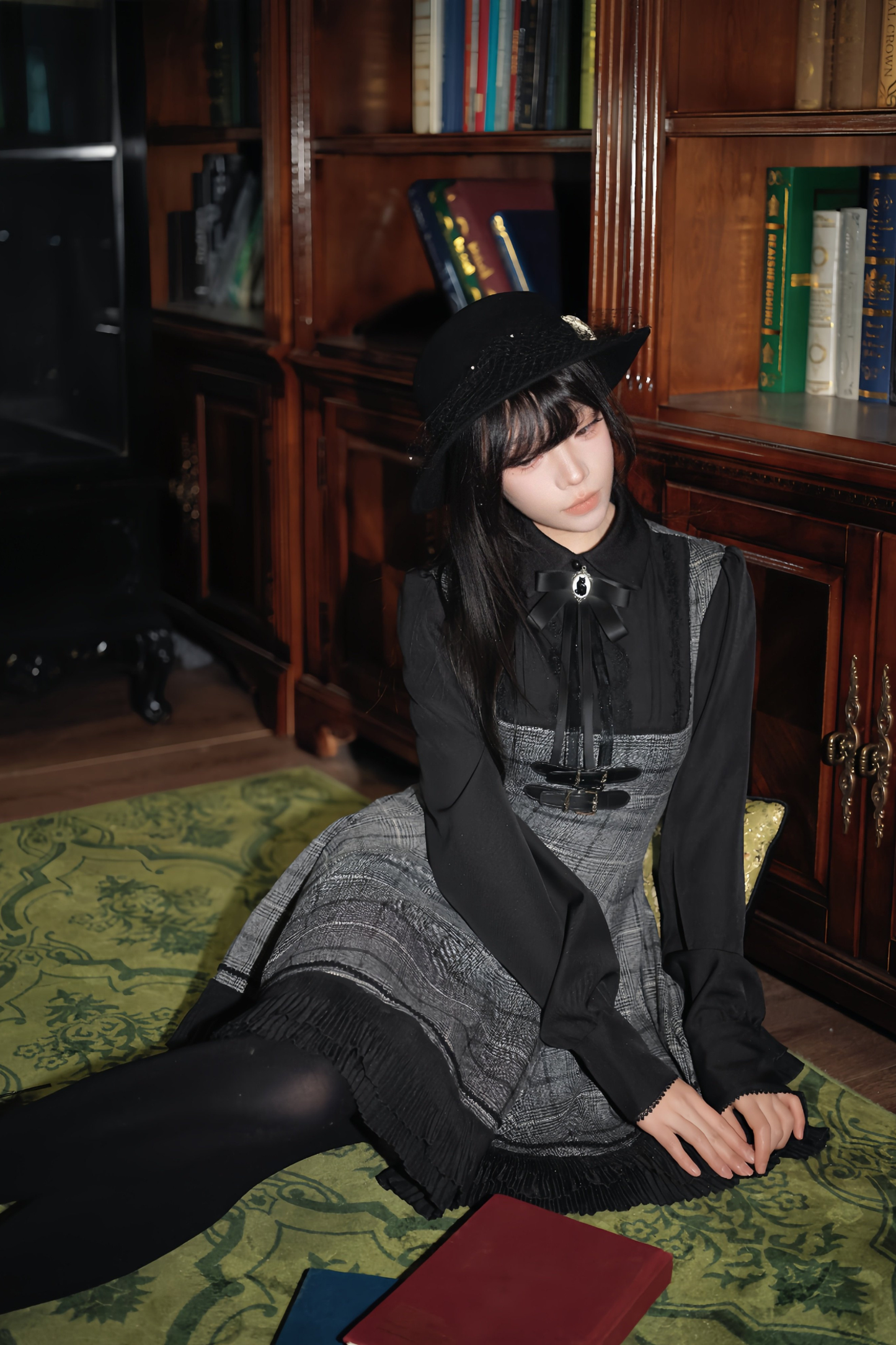 チェックベルトフレアドレス