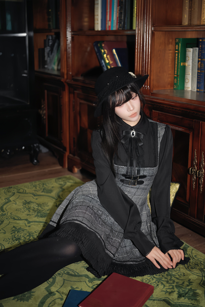 チェックベルトフレアドレス