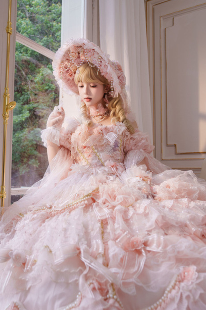 スイートフラワーゴージャスティーパーティーロリータアクセサリーハット+ベール+ネックレス+グローブ+セプター