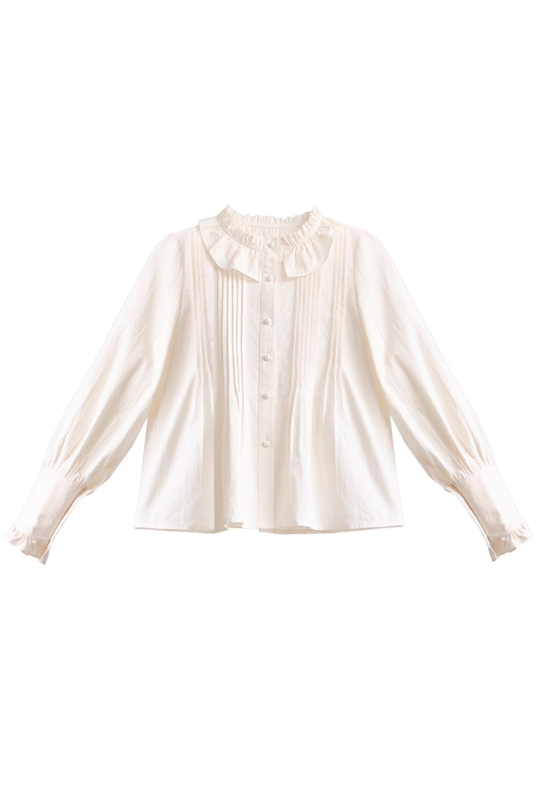 ピュアガーリースタイルコート+シャツ+ファーカラー+スカート