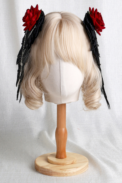 Gothic Rose Feather Hat + Bonnet + Hairband + Feather Clip