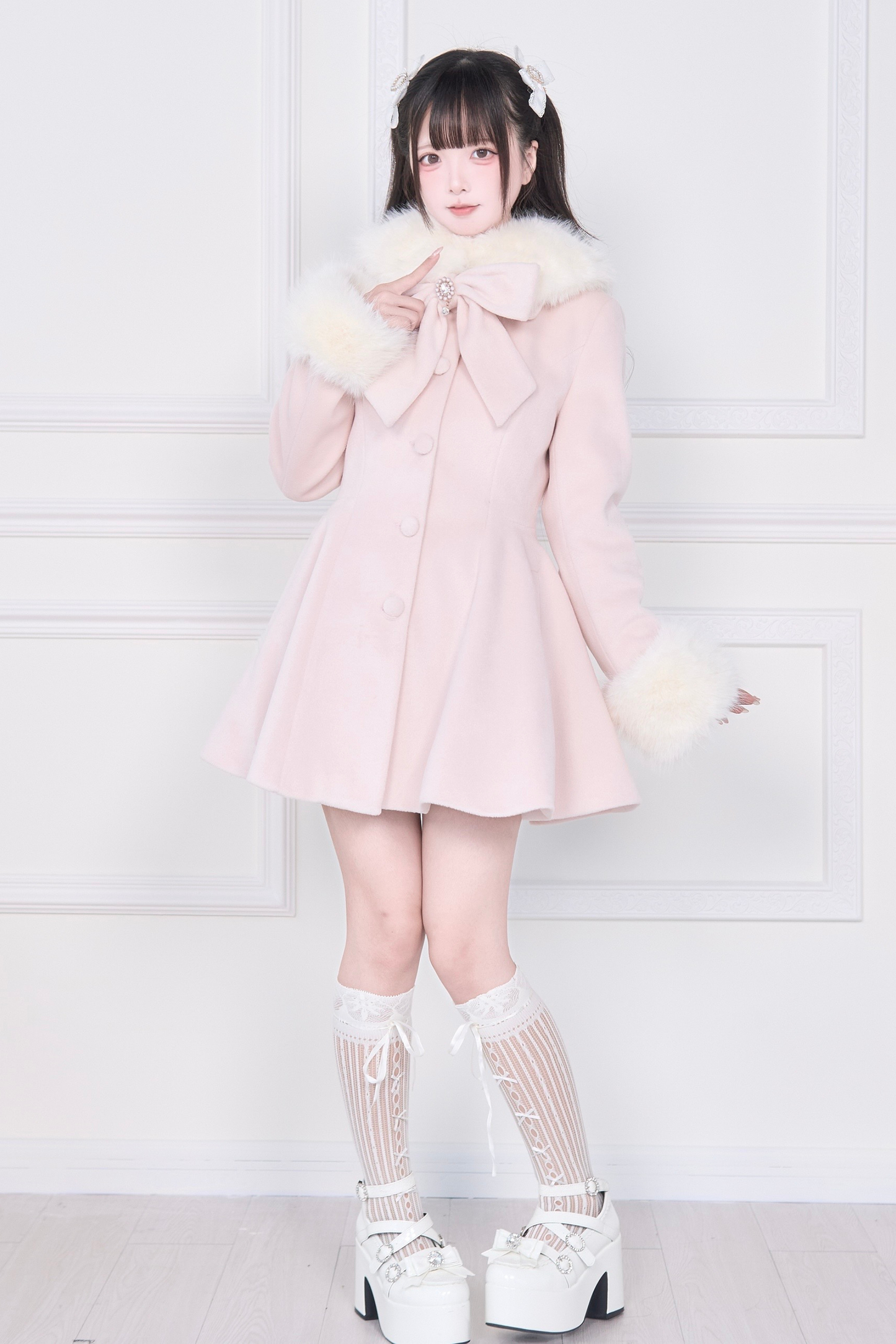 ビッグリボンフレアコート