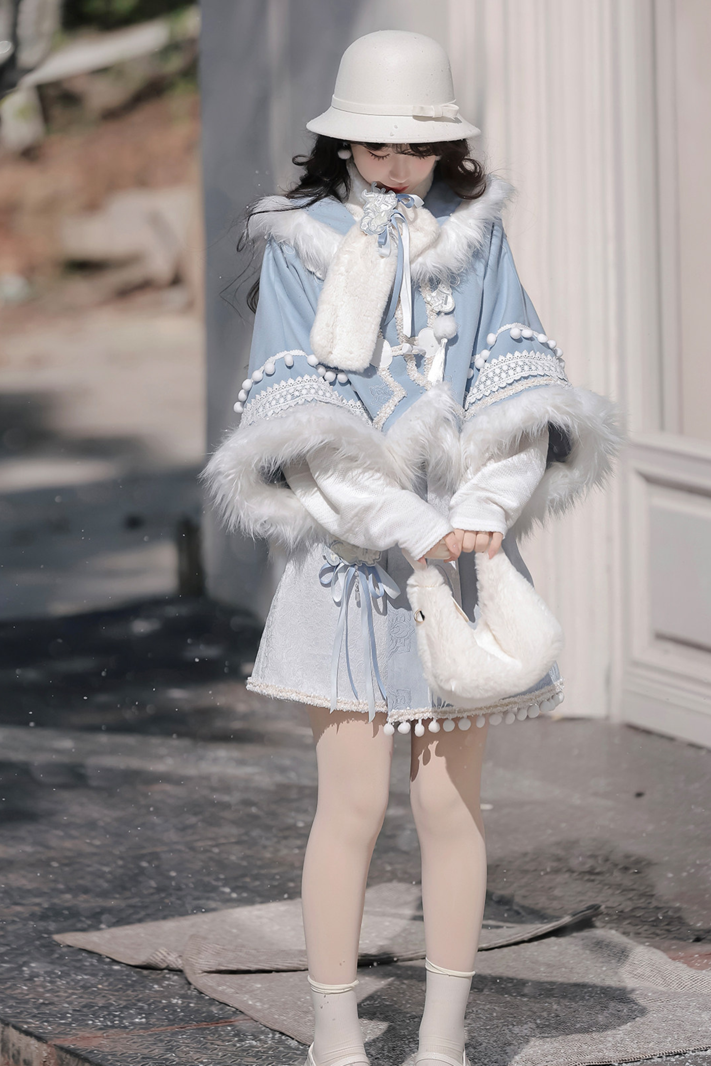 チャイナスノーロリータジャケット+トップス+スカート+スカーフ