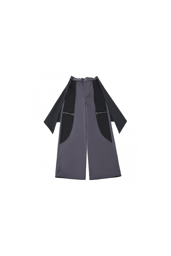 Dark gray color blocking jacket + pants + skirt + top